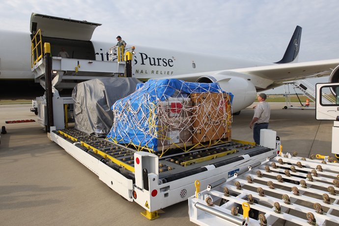 Relief is loaded on our DC-8 headed for Ecuador.