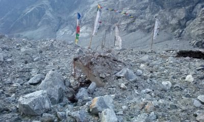 Prayer flags in Langtang for those buried under the rubble