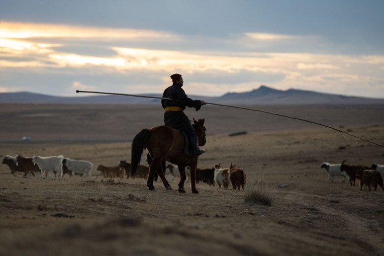 Horsemen are a common sight on the grasslands of Mongolia’s Tuv Province.