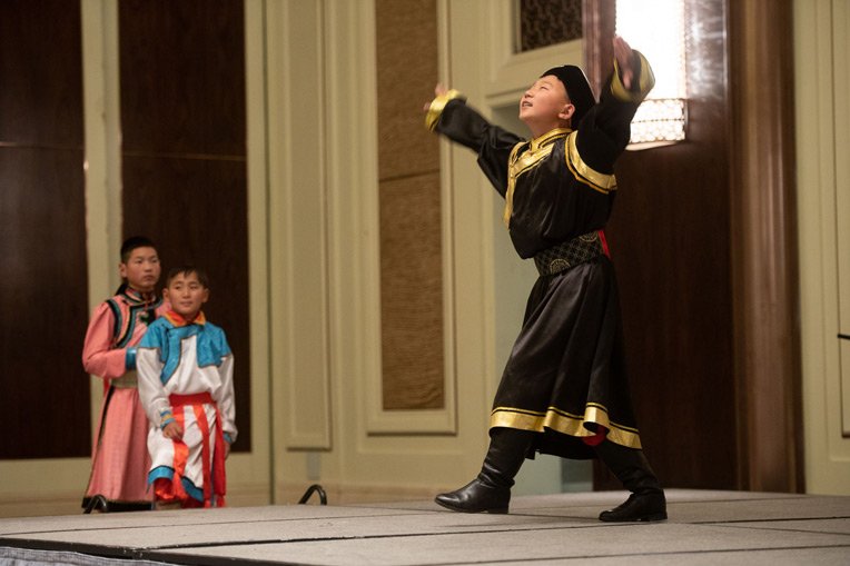Deggie, 14, danced a traditional Mongolian dance at the ceremony. He had surgery at Mayo Clinic when he was 3 years old and then became a Christian at age 7 when he attended our Heart Camp.