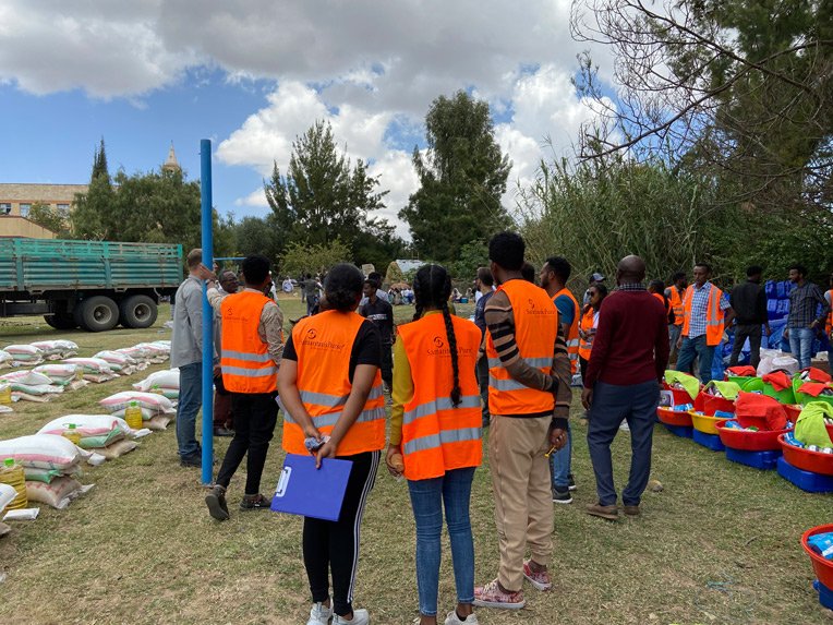 Our teams prepare for distributions of food and other items to displaced people in the Tigray region.
