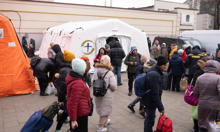 Our team has set up a mobile medical clinic near a train station in Lviv where tens of thousands of weary travelers are passing through each day.