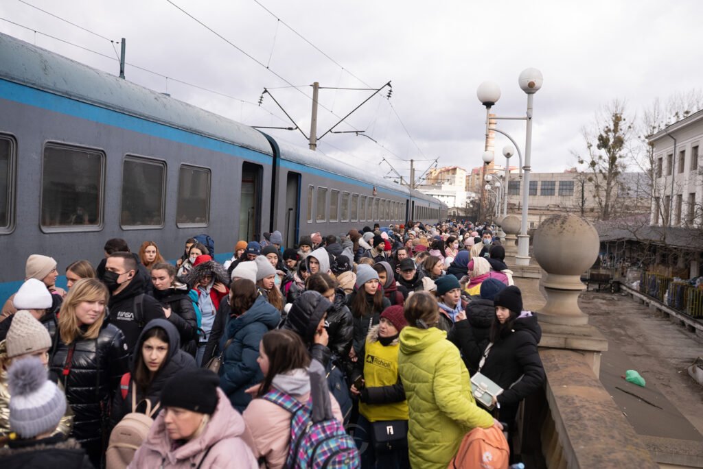 Droves of Ukrainians are fleeing fighting and many are passing through this train station in Lviv, Ukraine.