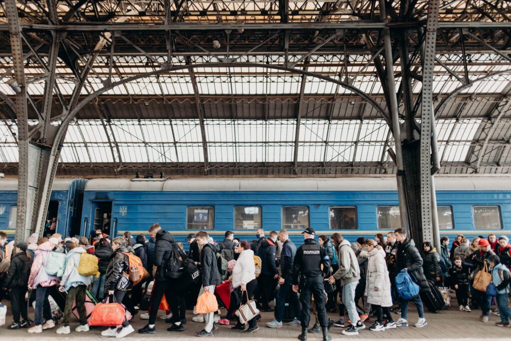 Lviv Train Station, a transit point for many fleeing Ukrainians