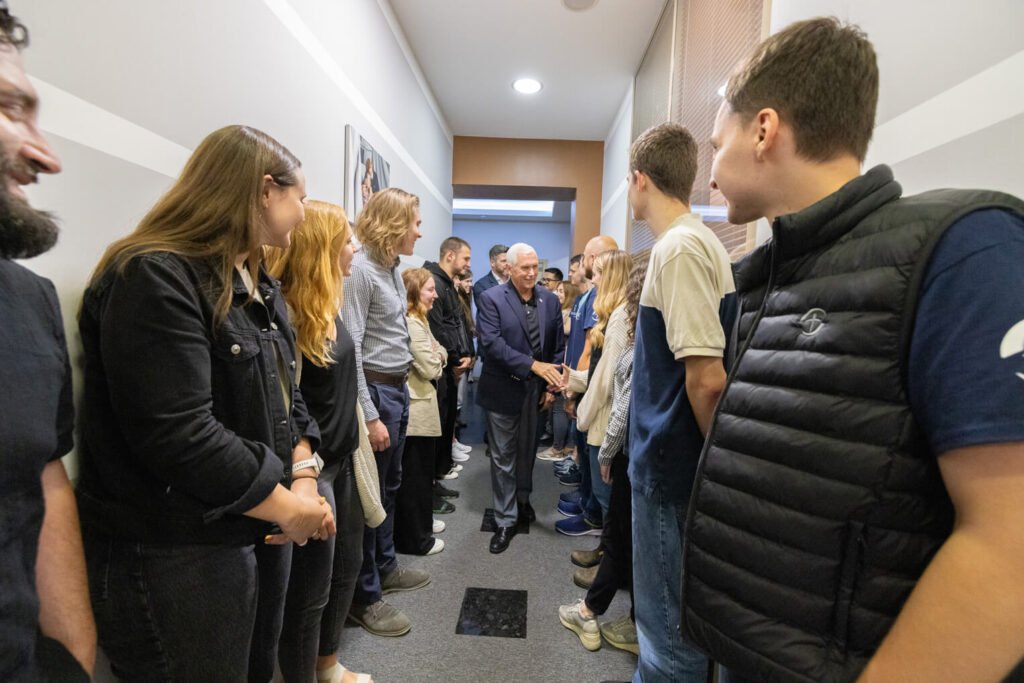 Graham and Pence met with Samaritan’s Purse staff members in Kyiv.